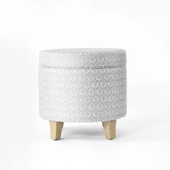 Cole Classics Round Storage Ottoman Flared Wood Leg - HomePop image {8}