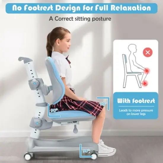 Costway Adjustable Kids Study Desk Drafting Table Chair Set w/ Bookshelf image {5}