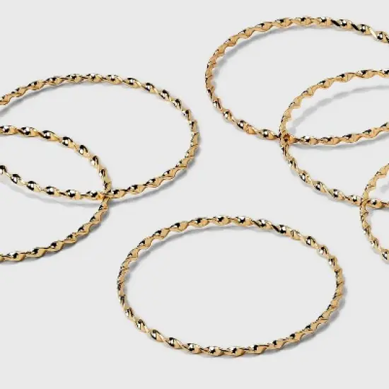 Twisted Bangle Bracelet Set 6pc - A New Day&trade; Gold image {3}
