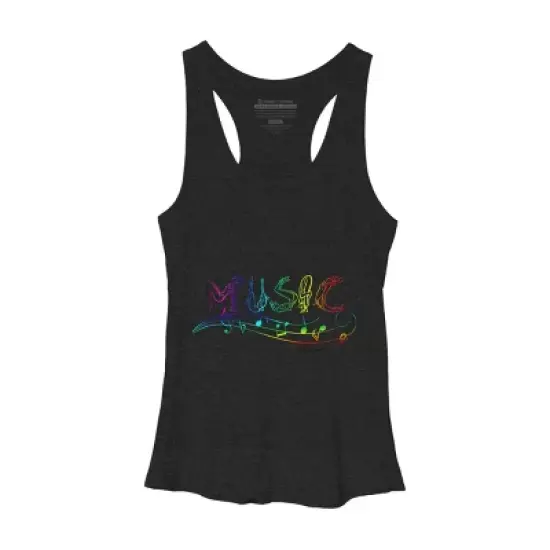 Women's Design By Humans Rainbow Yoga Music Notes By AleksandrYacenko Racerback Tank Top image {2}