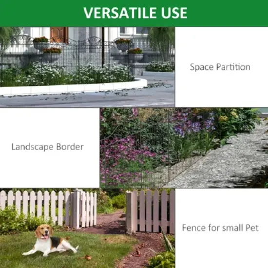 Syemin Patio Decorative Screens, Elegant Vine Pattern Yard Fencing, Pet-Safe Decorative Fence for Yard, Patio, Black, 143.75"*0.25"*44" image {4}