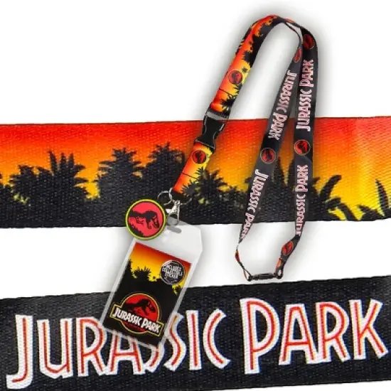 Jurassic Park Logo Lanyard Keychain ID Holder Logo Rubber Charm and Sticker image {3}