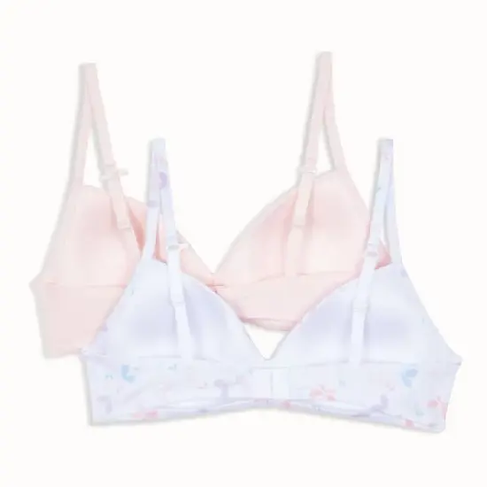 Hanes 2pk Wire Free Butterfly Printed Bra Pink/Purple image {1}