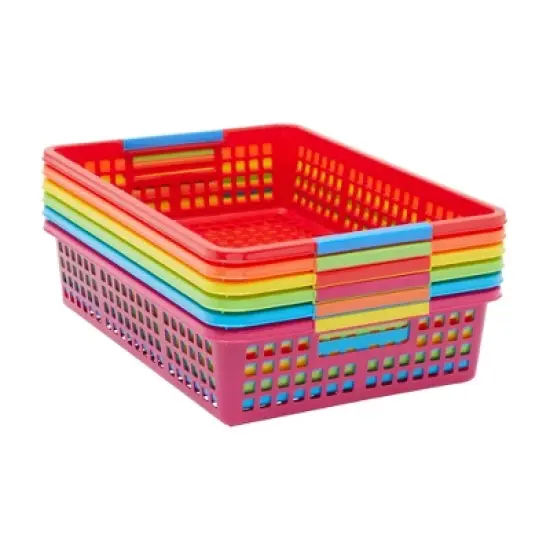 Bright Creations 6 Pack Plastic Turn In Trays Classroom Organizer for Paper, Colorful Storage Baskets for School Supplies, 13.5 x 10 In image {3}