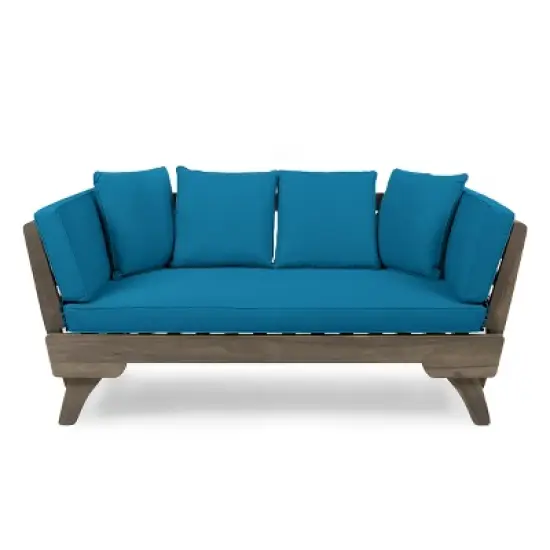 Christopher Knight Home Aldrich Outdoor Acacia Wood Expandable 82" Daybed Sofa with Cushions image {8}