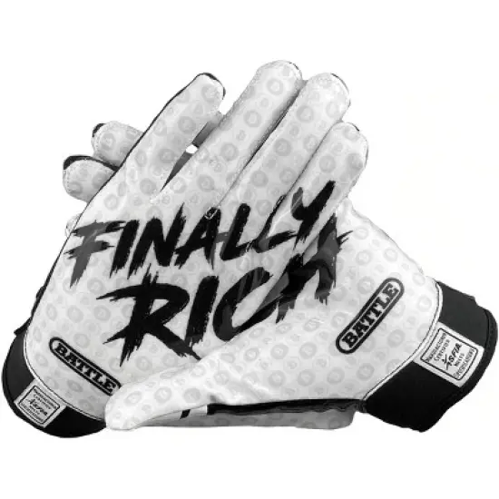 Battle Sports Finally Rich Youth Football Receiver Gloves - White/Black image {4}