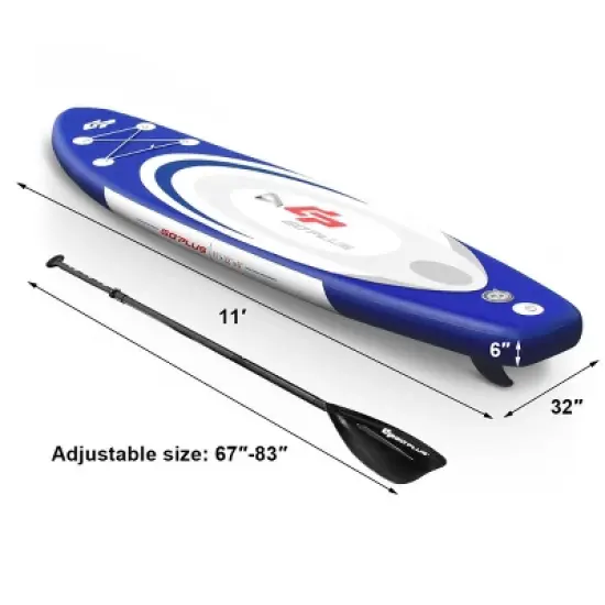 Costway 11' Inflatable Stand up Paddle Board Surfboard SUP W/ Bag Adjustable Paddle Fin image {9}