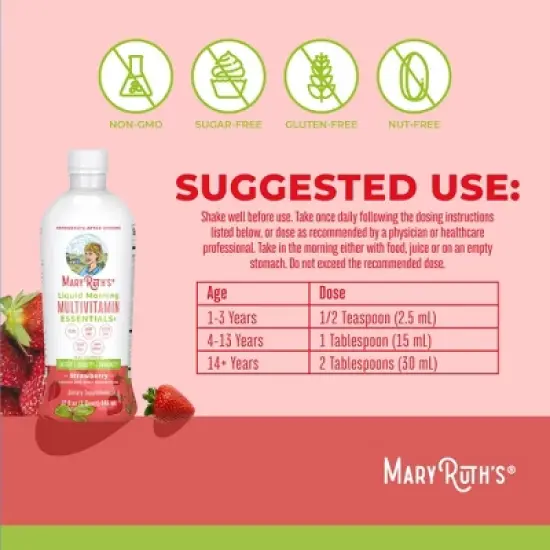 MaryRuth's Morning Multivitamin Liquid, Strawberry, 32 oz image {2}