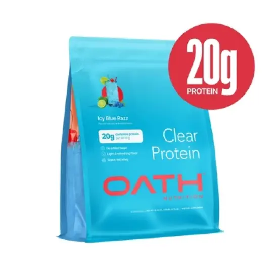 Oath Nutrition 18 Servings Clear Protein Powder - Icy Blue Raspberry: Gluten-Free Whey Isolate image {3}
