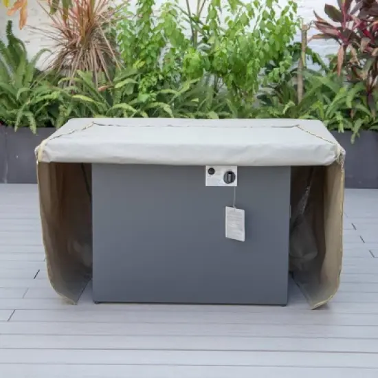 LeisureMod Chelsea 600D Fabric Rectangle Fire Pit Table Cover &ndash; Waterproof, UV-Resistant, All-Weather Protection for Outdoor Patio, Deck, or Porch image {3}