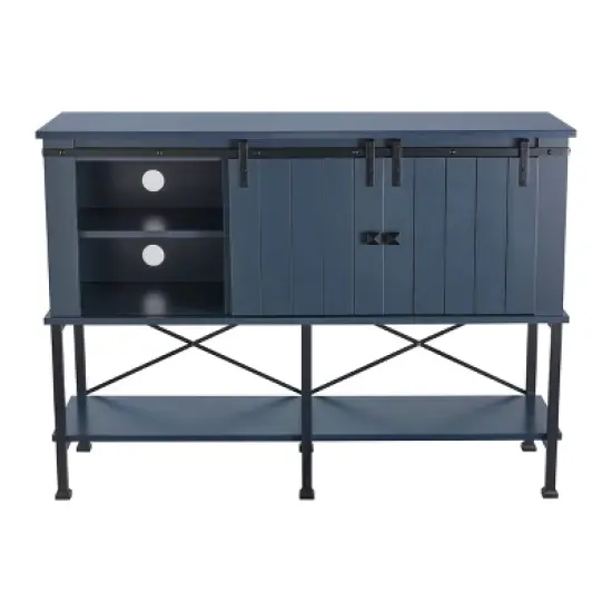 52" Wood Bar Cabinet with Sliding Door Gray - Home Essentials image {1}