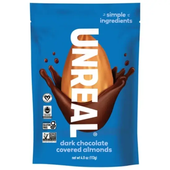Unreal Dark Chocolate Covered Almonds- Case of 6/4 oz image {1}