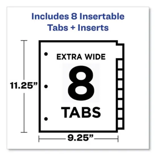Avery Insertable Big Tab Plastic 2-Pocket Dividers, 8-Tab, 11.13 x 9.25, Assorted, 1 Set image {2}