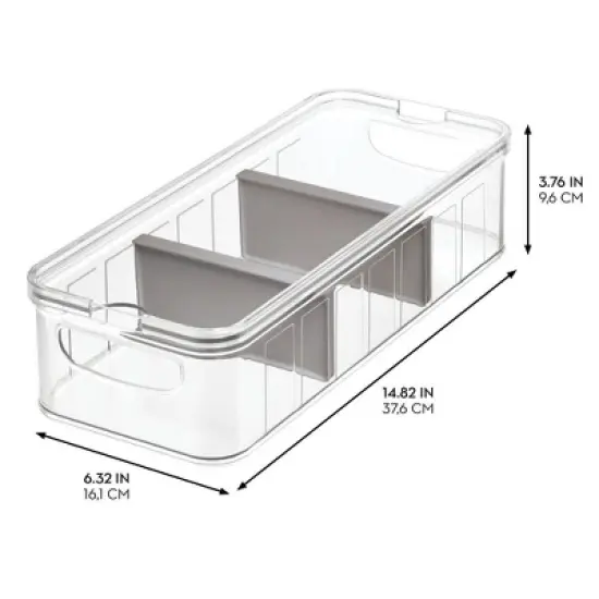 iDesign 6-Piece Fridge Organizer Bins with Dividers - Clear/Gray image {3}