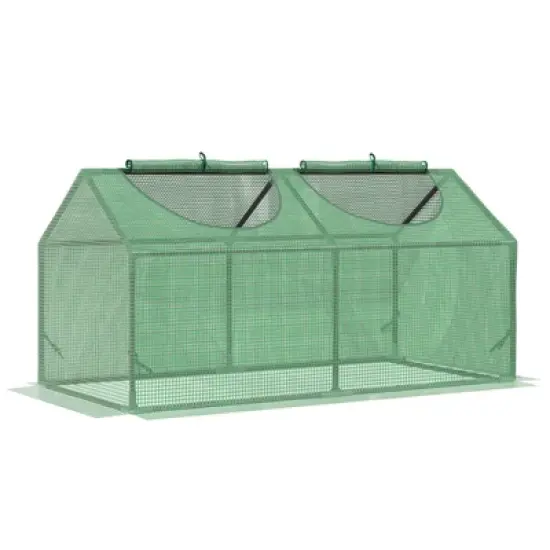 Outsunny 4' x 2' x 2' Outdoor Portable Mini Greenhouse, Small Greenhouse with Cover, Roll-up Zippered Windows for Indoor, Outdoor Garden image {6}