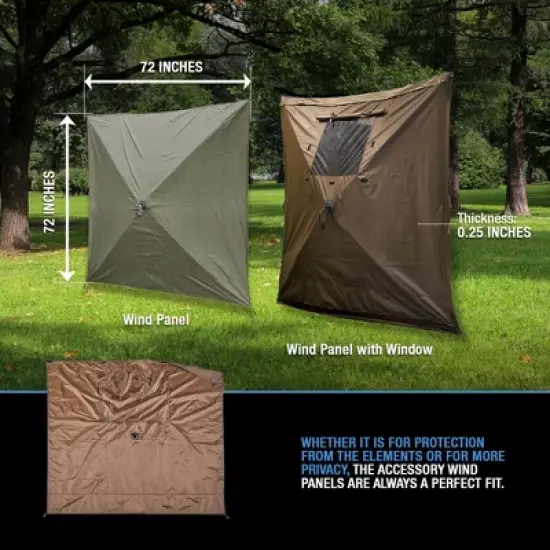 CLAM Quick-Set Wind and Sun Panel Attachment for Escape Sport Screen Shelter Canopy Tent with Carrying Bag, Accessory Only, Brown (4 Pack) image {2}