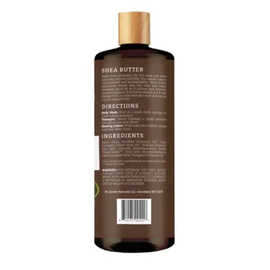 DR.JACOBS NATURALS Natural Plant Based Castile Shea Butter Body Wash-Hypoallergenic-Dermatologist Tested-Sulfate-Free image {3}