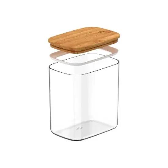 OU Airtight Food Storage Container 6.3cup, Clear Plastic Food Storage Container with Leak Proof Bamboo Lid, Stackable Kitchen Pantry Organizer image {4}