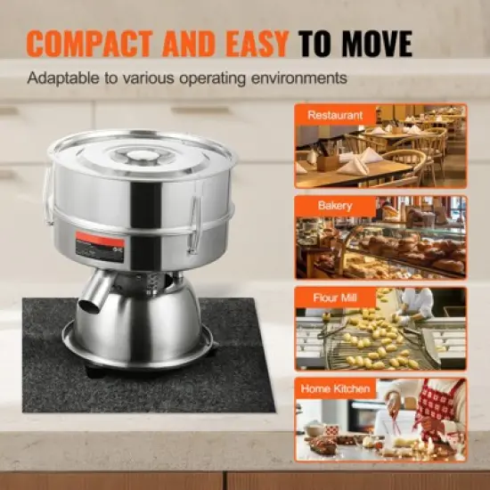 VEVOR Automatic Electric Vibrating Sieve, Stainless Steel Sifter Shaker Machine with 30+50 Mesh, 45W Automatic Powder Sifter Machine Countertop image {4}