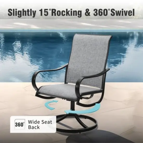 Captiva Designs Outdoor Dining Breathable Quick-dry Sling Steel Chairs with 360 Degree Swivel image {2}