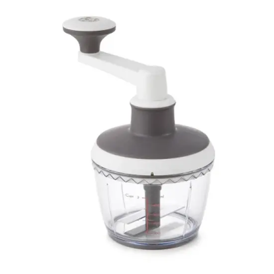 PL8 High Speed Mini Chopper: Manual Vegetable & Veggie Chopper, Dishwasher-Safe, Clear/Gray/White, 1 Blade image {6}