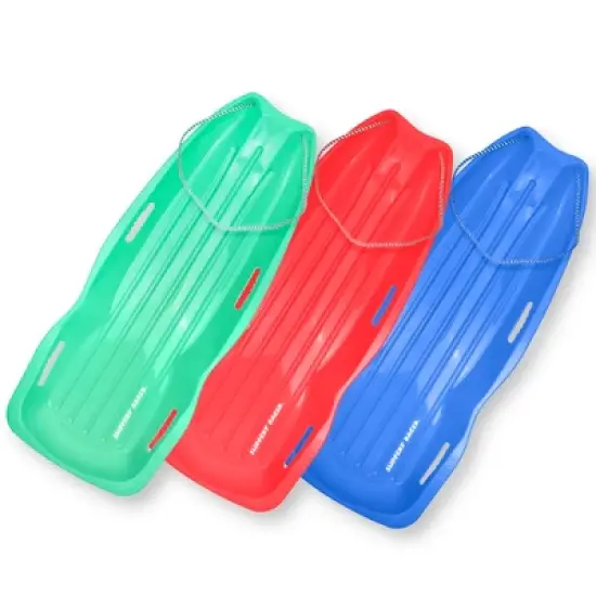 Slippery Racer Downhill Xtreme Flexible Adults and Kids Plastic Toboggan Snow Sled for 2 Riders with Pull Rope (3 Pack) image {15}