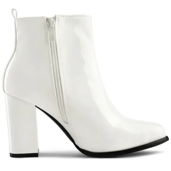 Allegra K Women's Round Toe Zipper Chunky Heels Ankle Boots image {6}