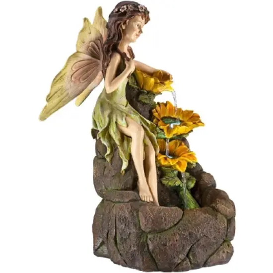 John Timberland Garden Fairy with Sunflowers Modern Cascading Outdoor Floor Water Fountain with LED Light 26" for Yard Garden Patio Home Deck Porch image {4}