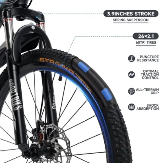 Topteng 24/26/27.5/29" Mountain Bike Spoke Wheel for Adults with Fender image {4}