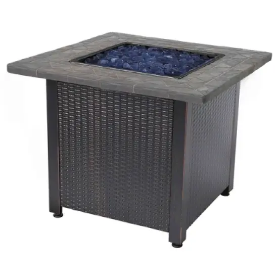 Endless Summer 30 Inch Square 30,000 BTU LP Gas Outdoor Fire Pit Table with Resin Mantel and Protective Cover image {7}