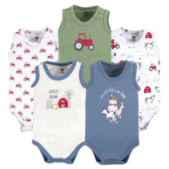 Hudson Baby Infant Boy Cotton Sleeveless Bodysuits, Boy Farm Animals image {2}