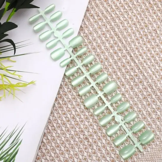 Unique Bargains Women's Full Coverage Fake Nails XS Green 1 Pc image {4}