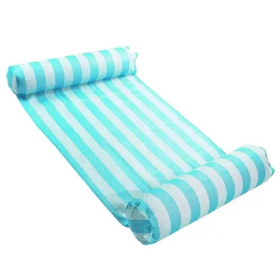 Comfy Floats 12 Foot by 6 Foot Water Pad Pool Lake Float, Blue and Yellow & Comfy Floats Inflatable Striped Hammock Pool Float, Teal image {4}
