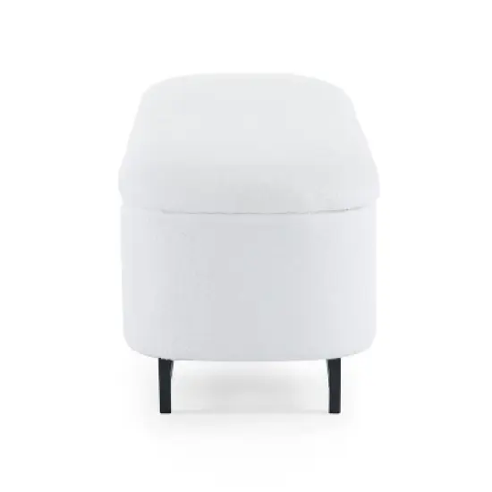 Christopher Knight Home Aurora Modern Wood and Metal Upholstered Storage Ottoman, White/Black image {4}