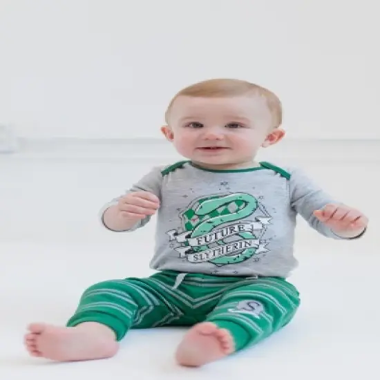 Harry Potter Hogwarts Hufflepuff Ravenclaw Slytherin Gryffindor Baby 4 Pack Cuddly Bodysuits Newborn to Infant image {4}