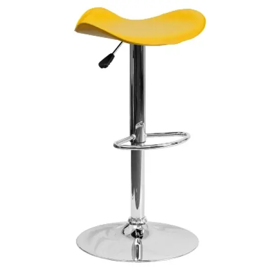 Flash Furniture Contemporary Vinyl Adjustable Height Barstool with Wavy Seat and Chrome Base image {10}