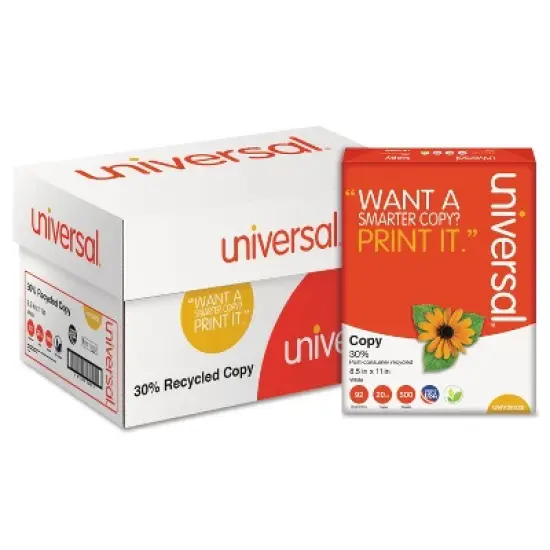 UNIVERSAL 30% Recycled Copy Paper 92 Brightness 20lb 8 1/2 x 11 White 5000/Carton 20030 image {4}