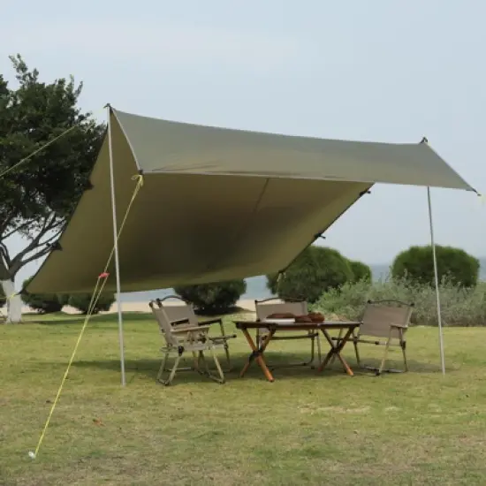 Beach Tent, Sun Shelter with Sand Pegs, Stability Poles, Beach Umbrella with Portable Carry Bag image {1}