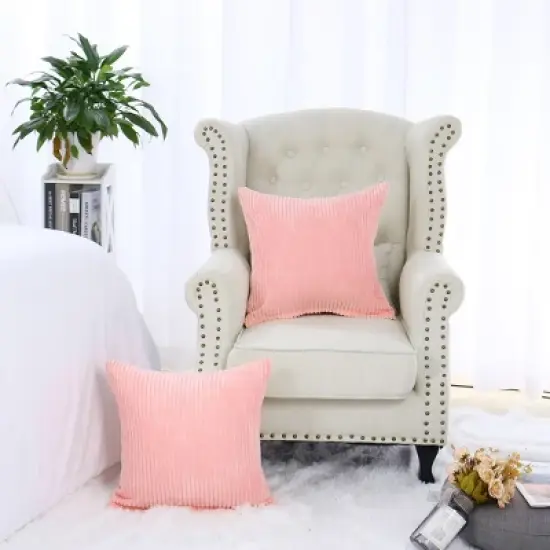 PiccoCasa Zipper Closure Cushion Decorative Square Throw Pillow Covers 2 Pcs 18 x 18 Inch image {1}