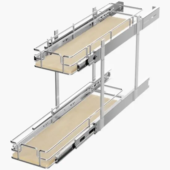 LOVMOR 2 Tier Individual Pull Out Cabinet Organizer, Slide Out Wood Shelves Organizers, Pull Out Drawers Organization and Storage for Kitchen Cabinet image {10}