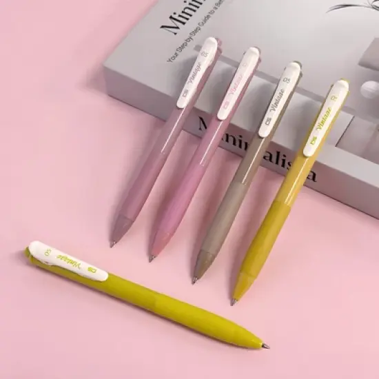 Wrapables Multi-Color Retractable Gel Pen Set (5 pack), 0.5mm Fine Point, for Writing, Journaling, Drawing, Home and Office, Spring Neutral image {4}