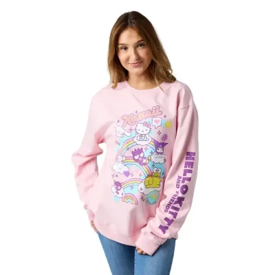 Hello Kitty & Friends Riding Rainbow Women's Cradle Pink Crew Neck Long Sleeve Sweatshirt image {7}