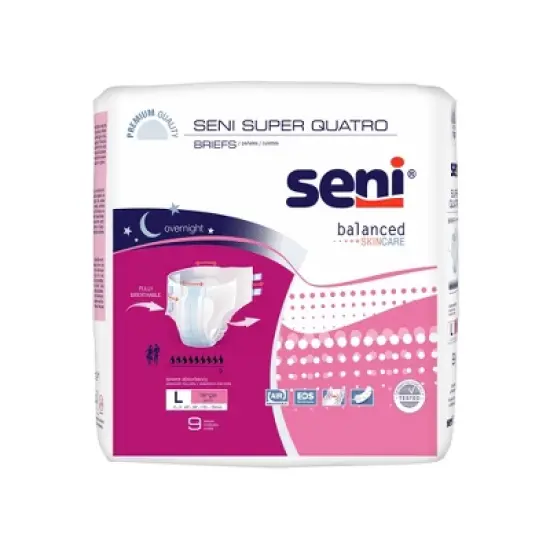 Seni Super Quatro Adult Incontinence Brief L Heavy Absorbency Breathable / Overnight, S-LA09-BQ1, Severe image {6}