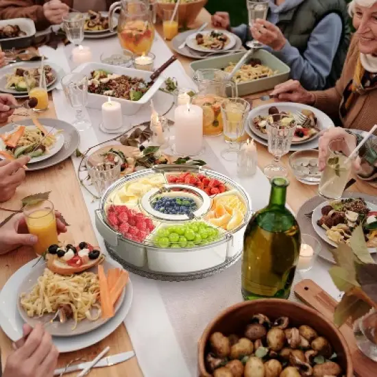 Attop Divided Serving Tray with Lid and Handle, Stackable Snackle Box Container for Fruits Candy Organizer image {4}