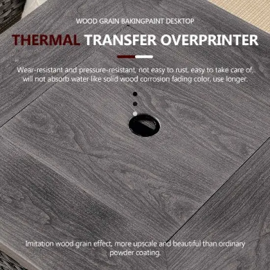 POCASSY 5PCS Outdoor Furniture Set with 30" Propane Fire Pit Table, Outdoor L Shaped Couch Set with All Weather Wicker Sectional Sofa and Swivel Chair image {7}