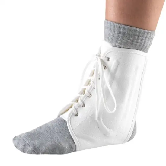 OTC Ankle Brace, Canvas Lace-Up, Semi-Rigid Spiral Stays, White image {3}