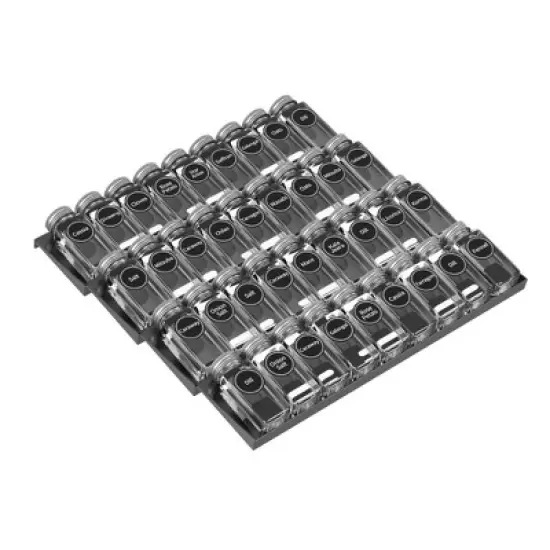 Spice Drawer Organizer with 36 Glass Spice Jars, 386 Labels, for Kitchen Drawers,Black image {2}