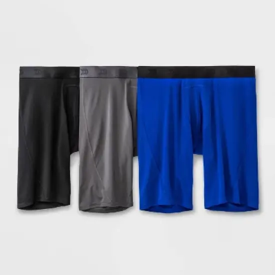 Men's Jersey Mesh Performance 3pk Long Leg Boxer Briefs - All in Motion&trade; Black/Gray/Blue image {2}