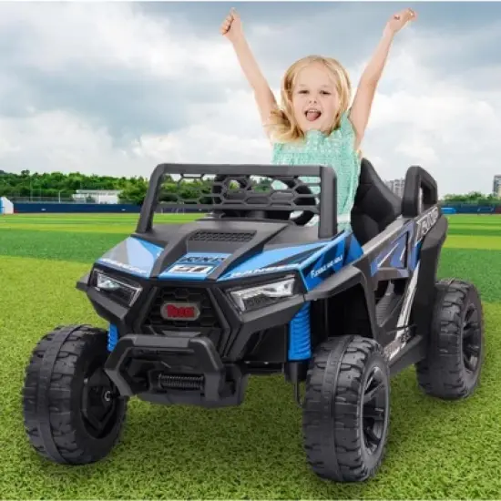 Sandinrayli 12V Kids Ride on Car, Electric Off-Road UTV Truck, Double Open Doors, Safety Belt, Horn, Music, and Lights for Kids 3-5 Years image {6}
