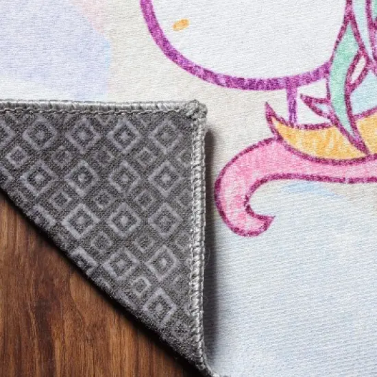 Unicorn Rainbow Colorful Kids Playroom Nursery Washable Indoor Area Rug by Blue Nile Mills image {3}